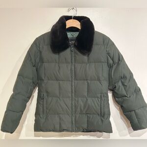Marc New York Andrew Marc Faux Fur Duck Down Collared Puffer Jacket XS Olive
